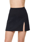 Chained Reaction Textured Pull-On Skirt Cover-Up-Black