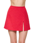 Chained Reaction Textured Pull-On Skirt Cover-Up-Red