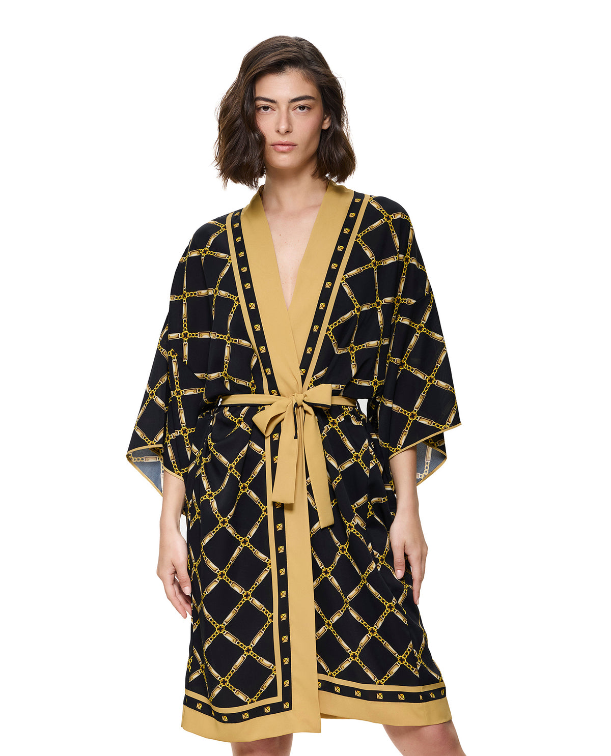 Gottex Deco Riviera Robe Cover-Up-Black-Gold 