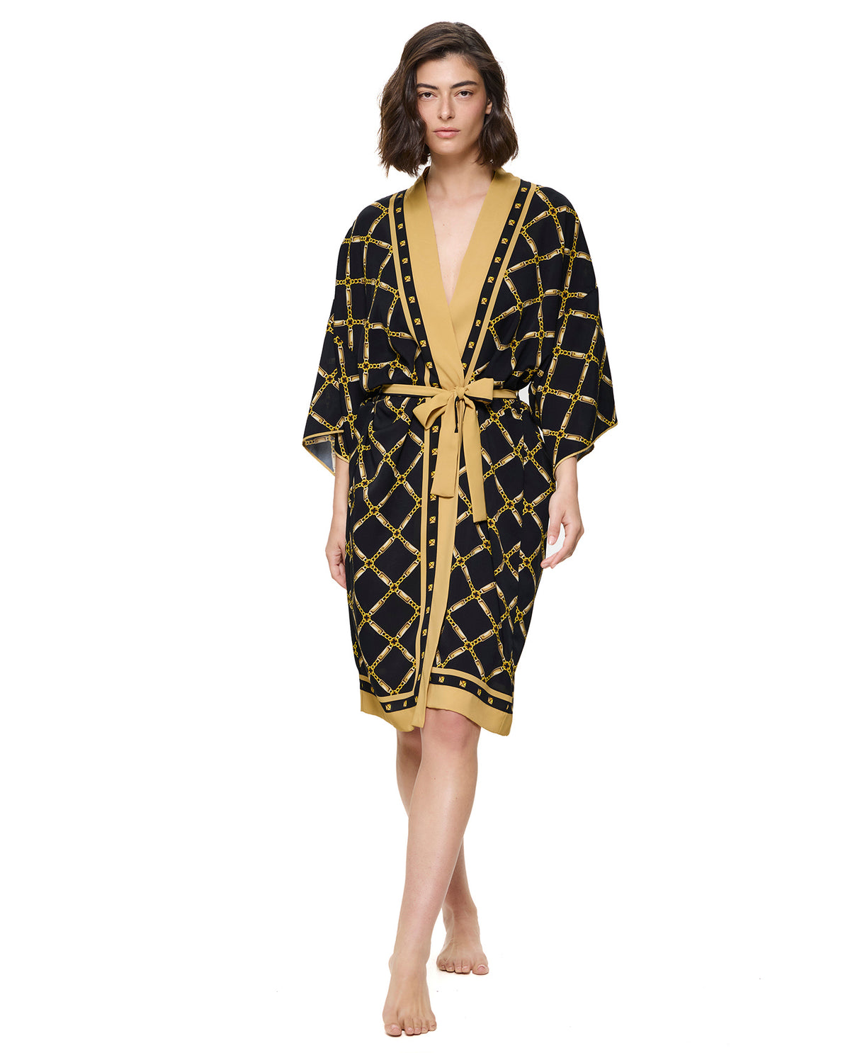 Gottex Deco Riviera Robe Cover-Up-Black-Gold 