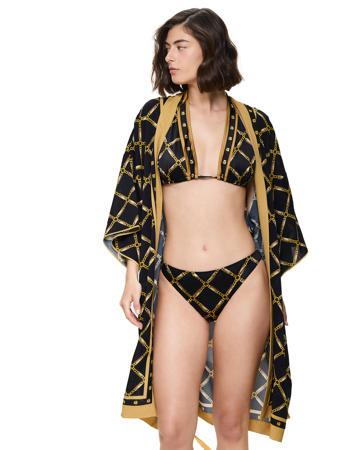 Gottex Deco Riviera Robe Cover-Up-Black-Gold 