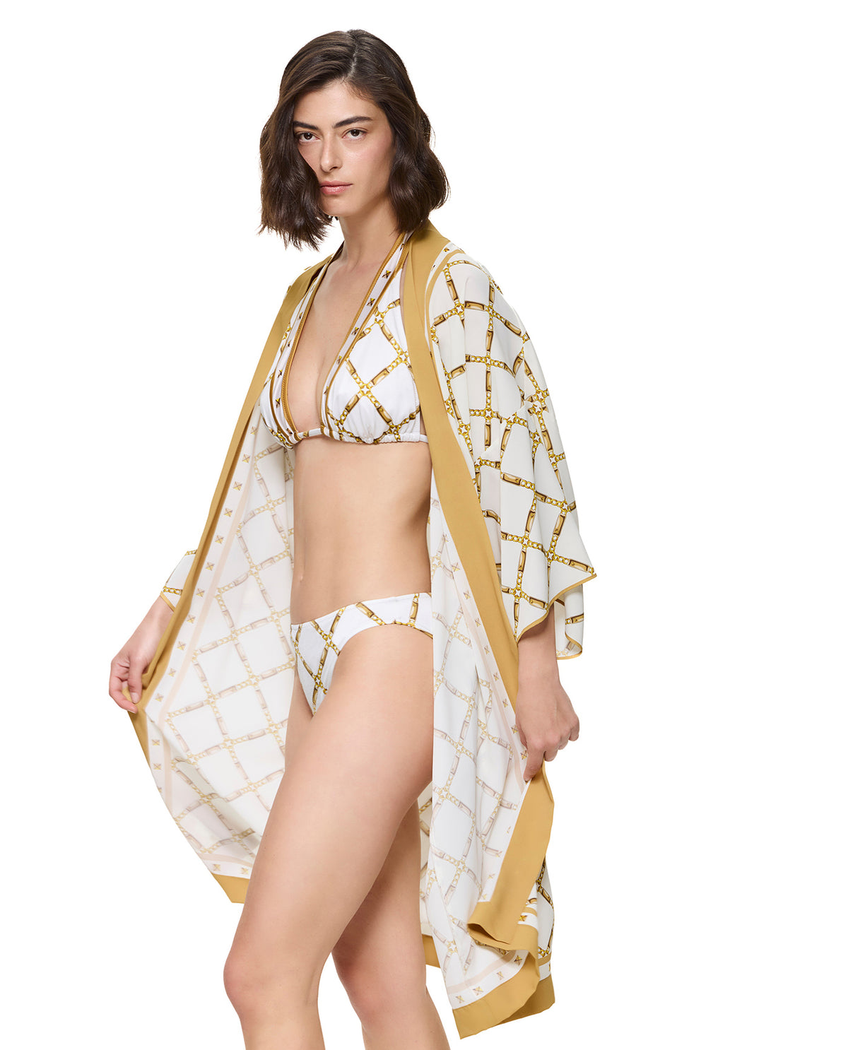 Gottex Deco Riviera Robe Cover-Up-Cream-Gold 