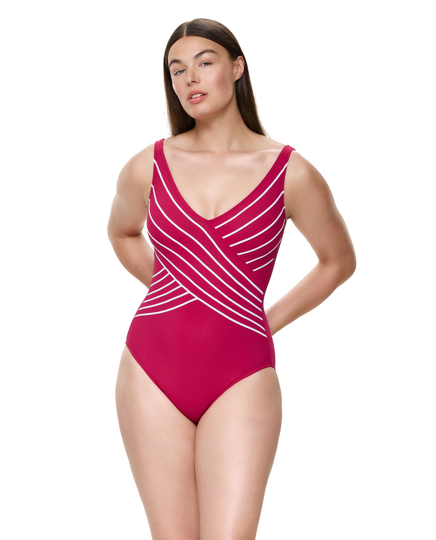 Embrace V-Neck Surplice One Piece-Cherry