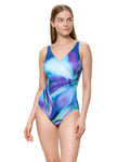 Floral Rhythm V-Neck One Piece -Blue Multi