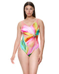 Floral Rhythm V-Neck One Piece  -Pink Multi