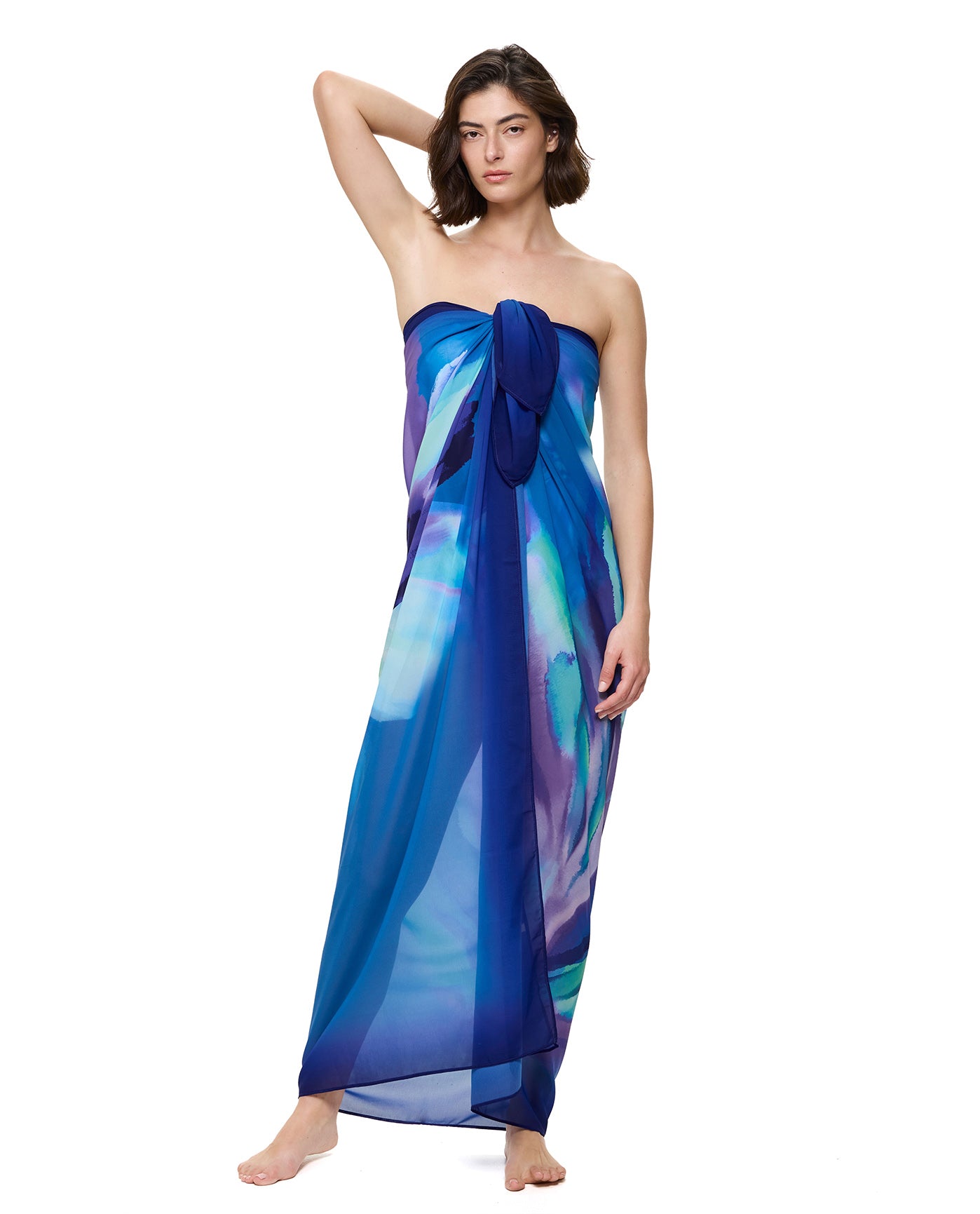 Floral Rhythm Pareo-Blue multi