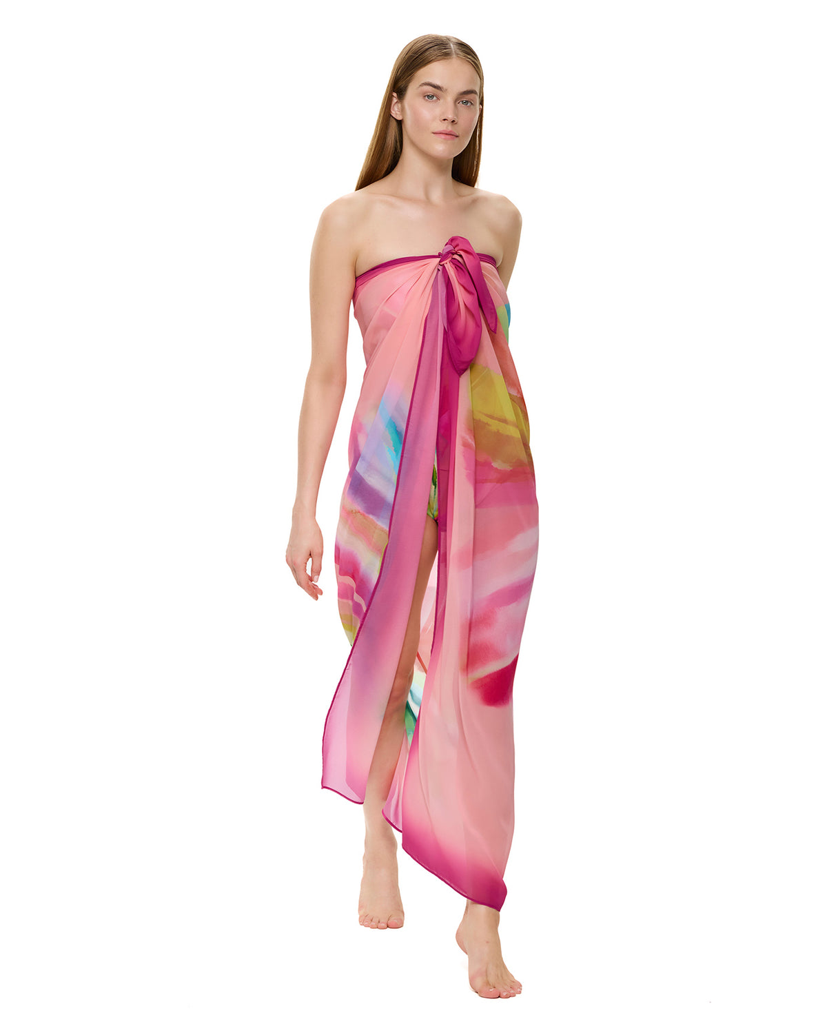 Floral Rhythm Pareo-Pink multi