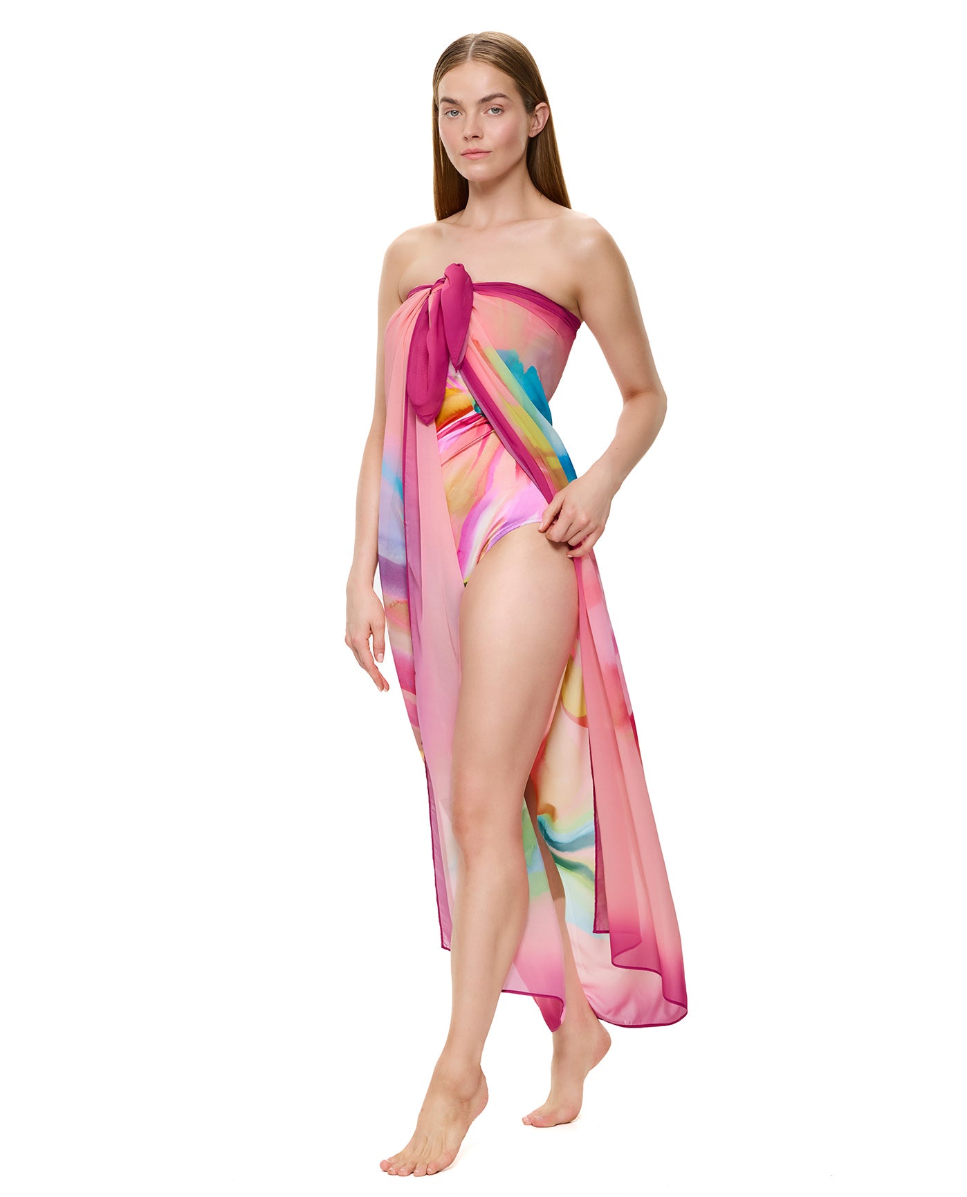 Floral Rhythm Pareo-Pink multi