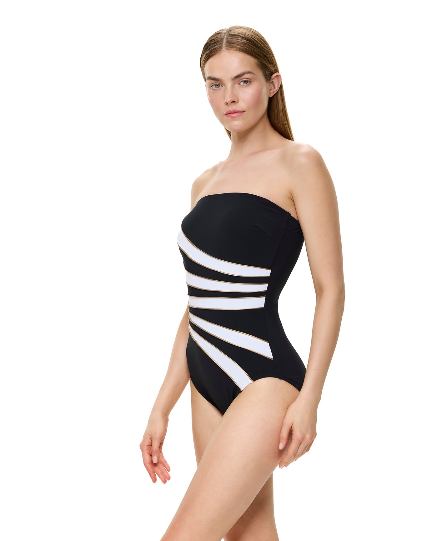 Luxe Allure Bandeau One Piece -Blk/gold