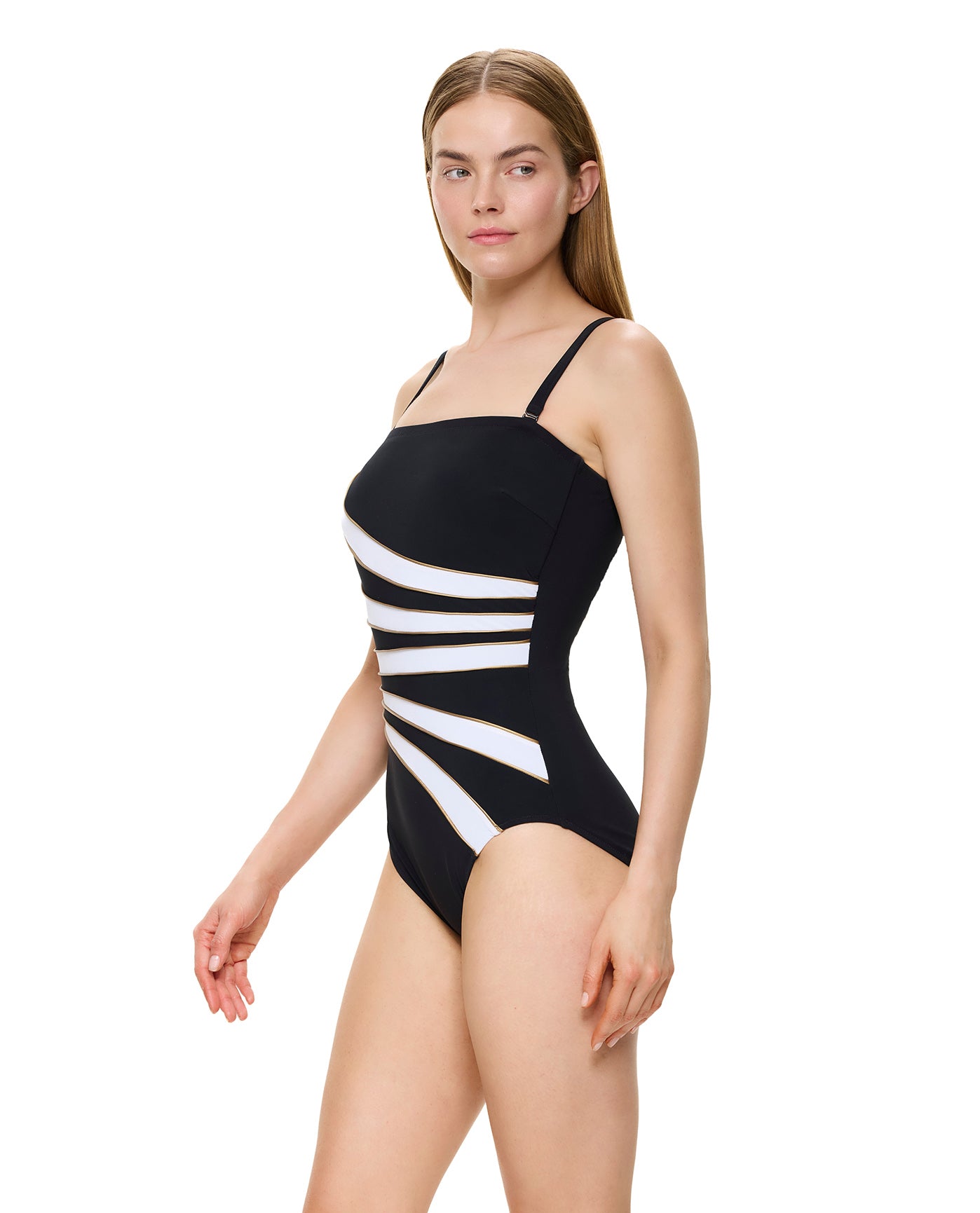 Luxe Allure Bandeau One Piece -Blk/gold