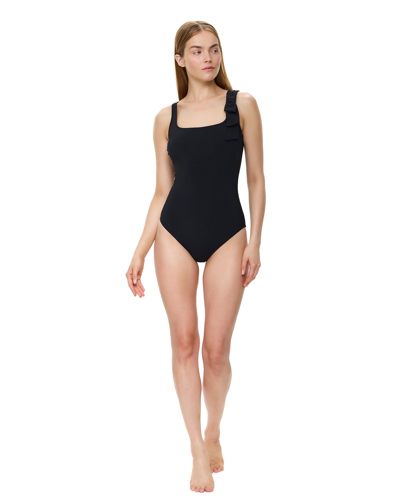 Modern Muse Square Neck One Piece-Black