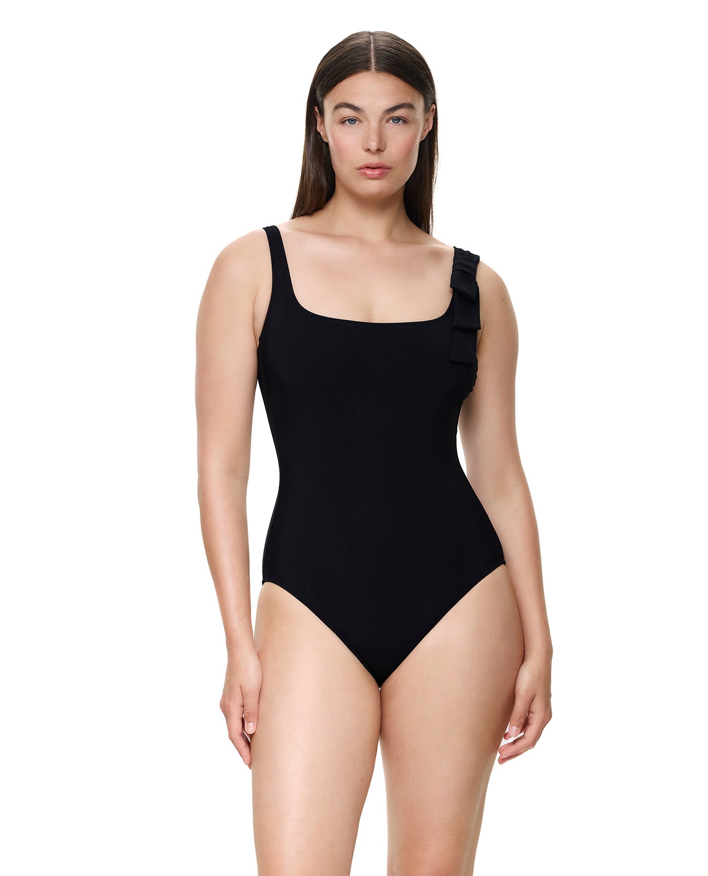 Modern Muse Square Neck One Piece-Black