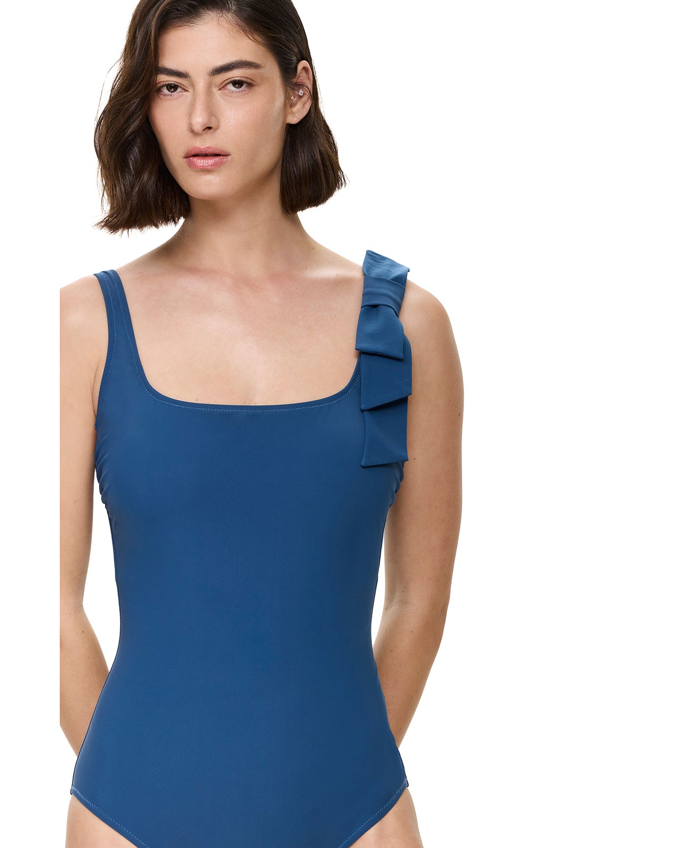 Modern Muse Square Neck One Piece-Dark azure