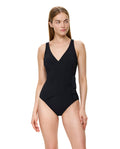 Modern Muse Surplice One Piece-Black