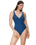 Modern Muse Surplice One Piece-Red-Dark Azure