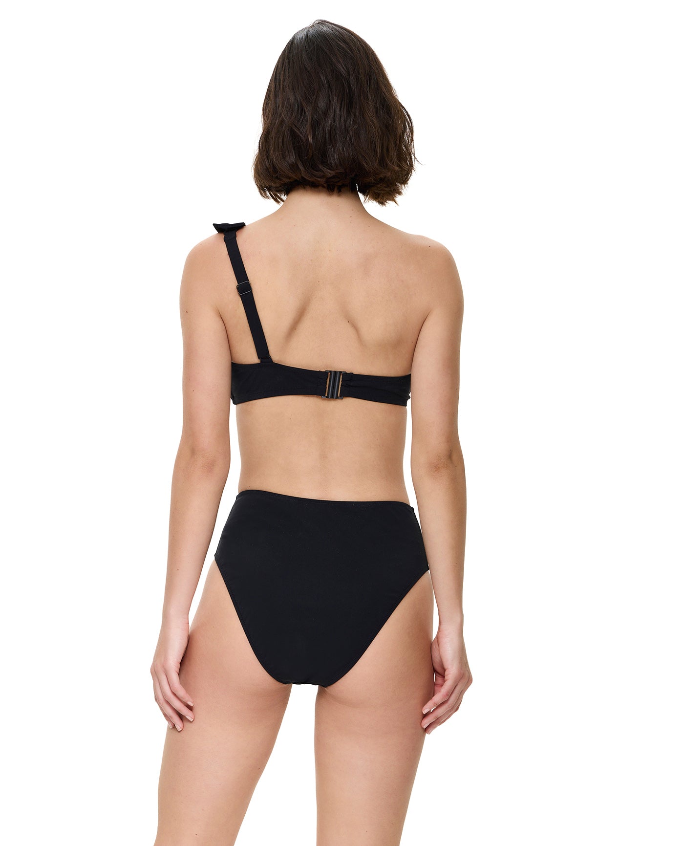 Modern Muse One Shoulder Bikini Top-Black