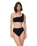 Modern Muse One Shoulder Bikini Top-Black