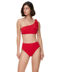 Modern Muse One Shoulder Bikini Top-Red