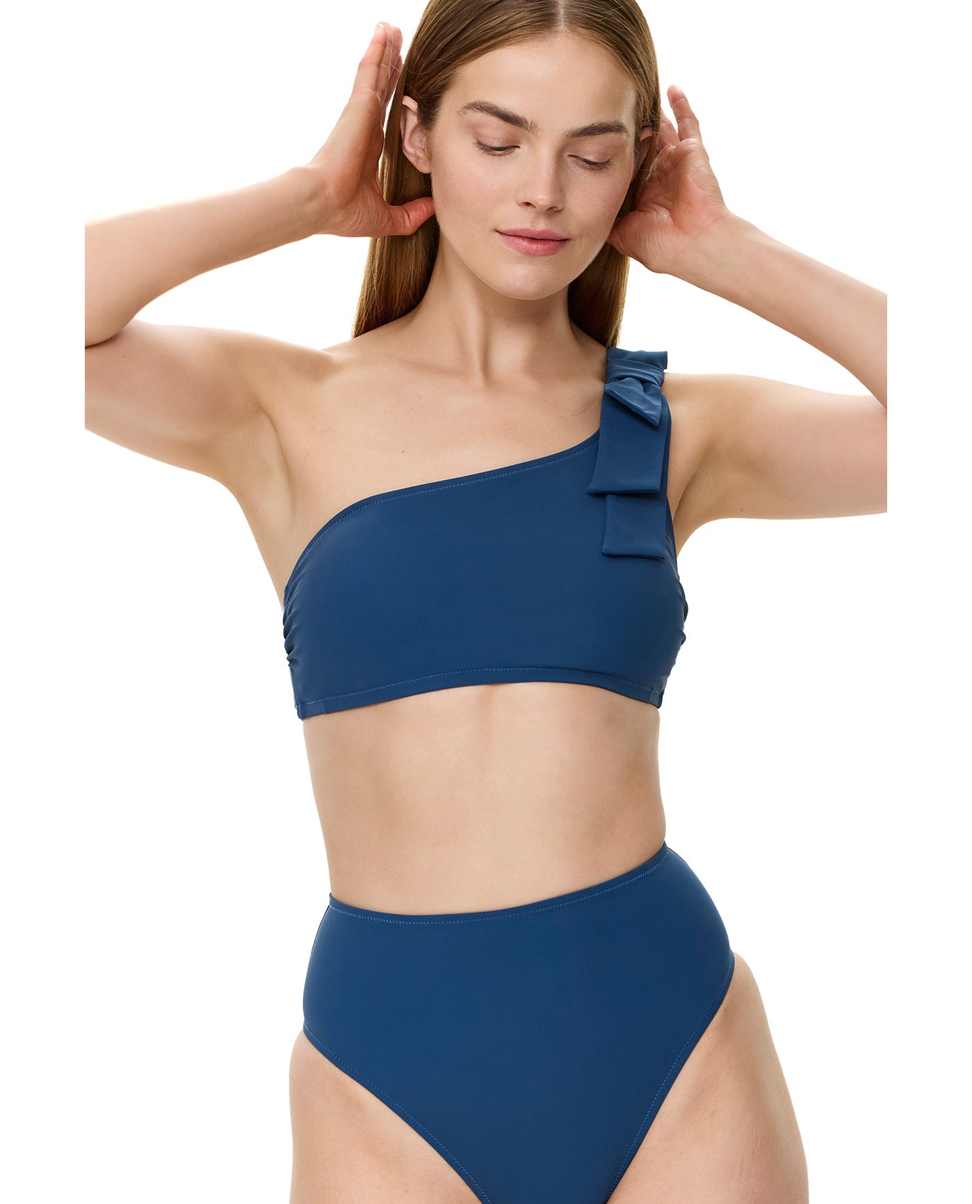 Modern Muse One Shoulder Bikini Top-Dark Azure