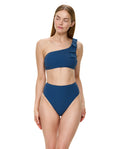 Modern Muse One Shoulder Bikini Top-Dark Azure