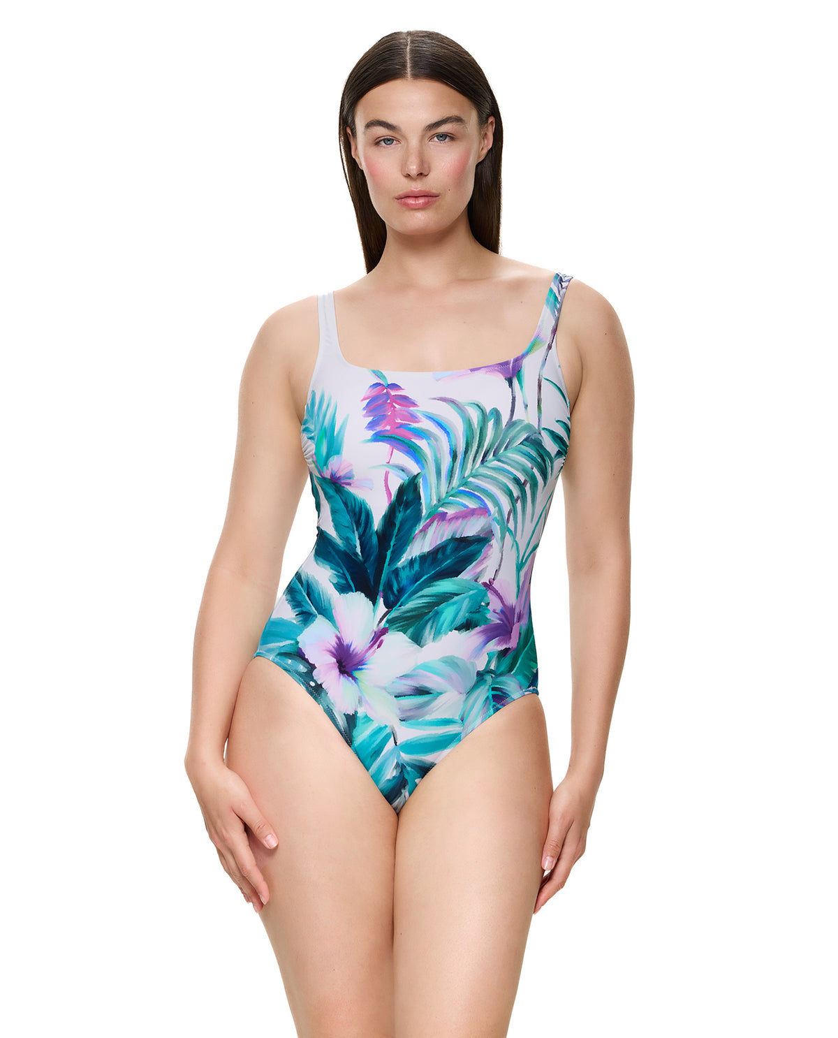 Paradise Beauty Square Neck One Piece-Multicolor