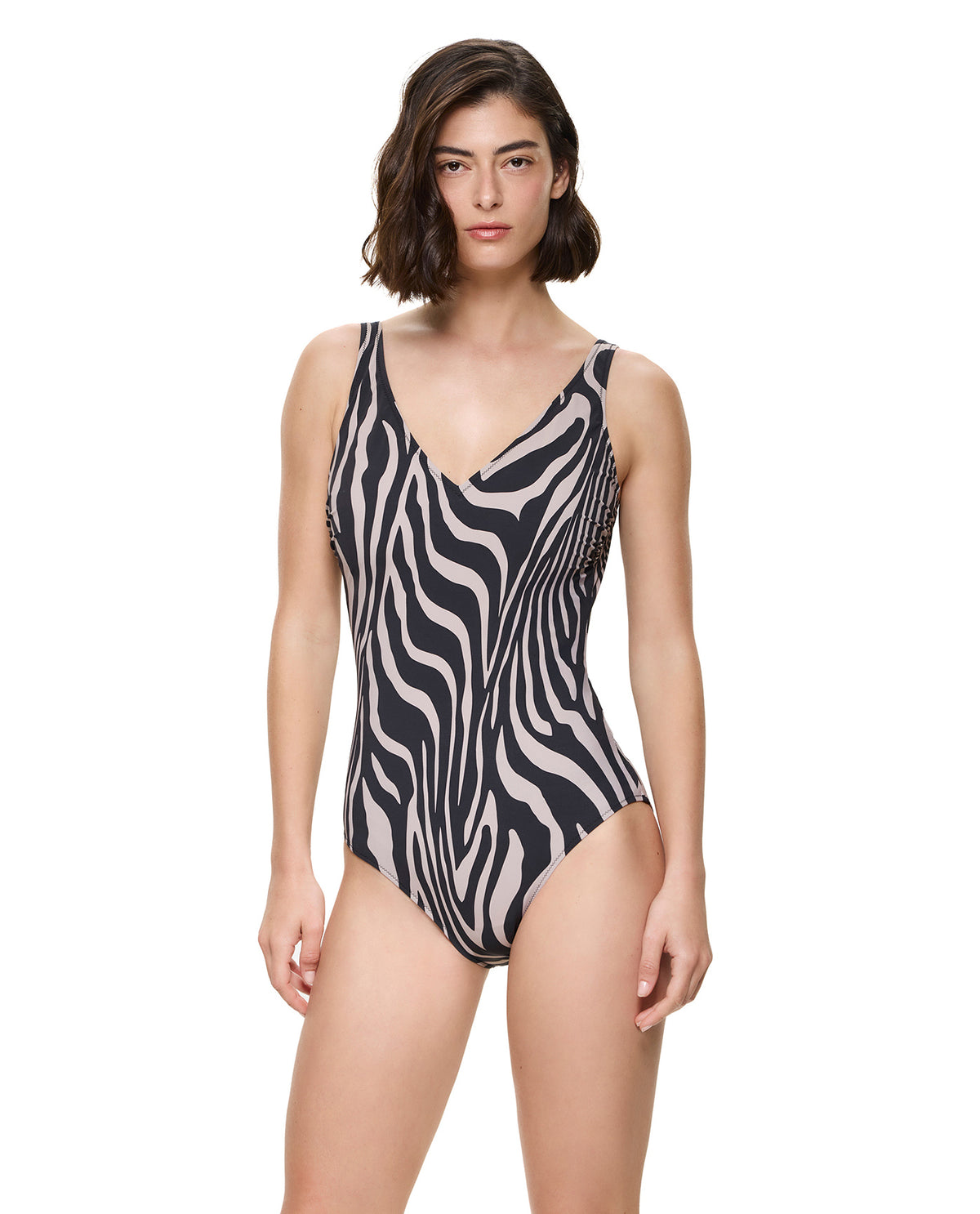 Tanzania V-Neck One Piece-Brown-Multicolor