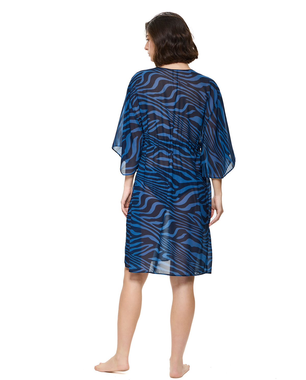 Tanzania Deep V-Neck Dress Cover-Up-Blue-Multicolor