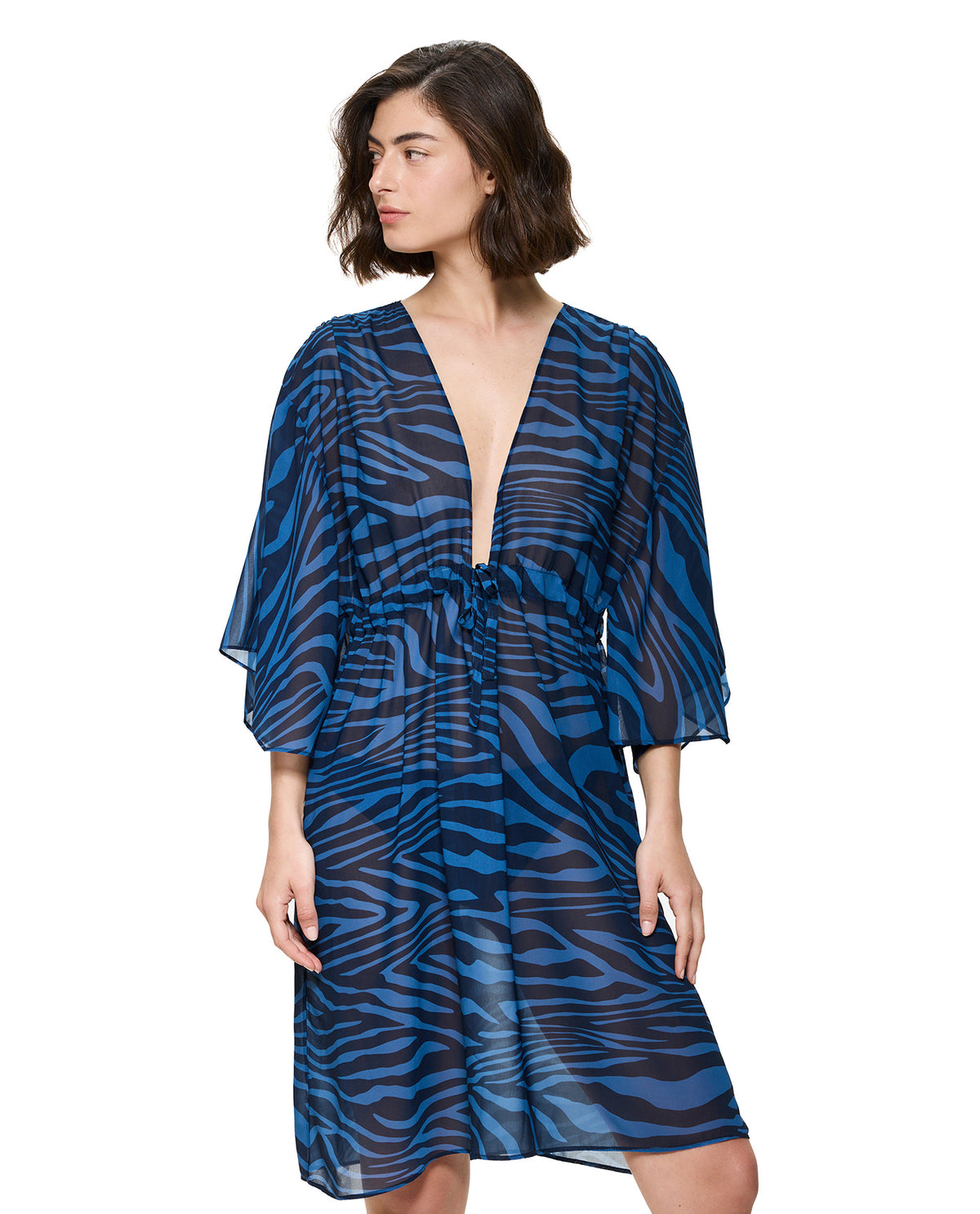 Gottex Tanzania Deep V-Neck Dress Cover-Up-Blue-Multicolor 