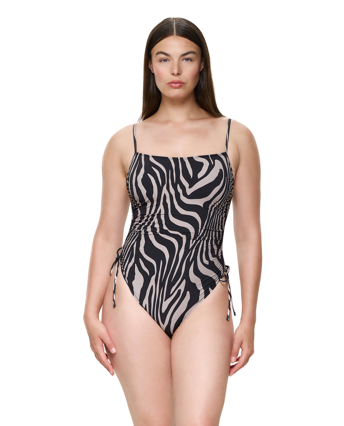 Tanzania C-Cup Square Neck One Piece-Brown-Multicolor