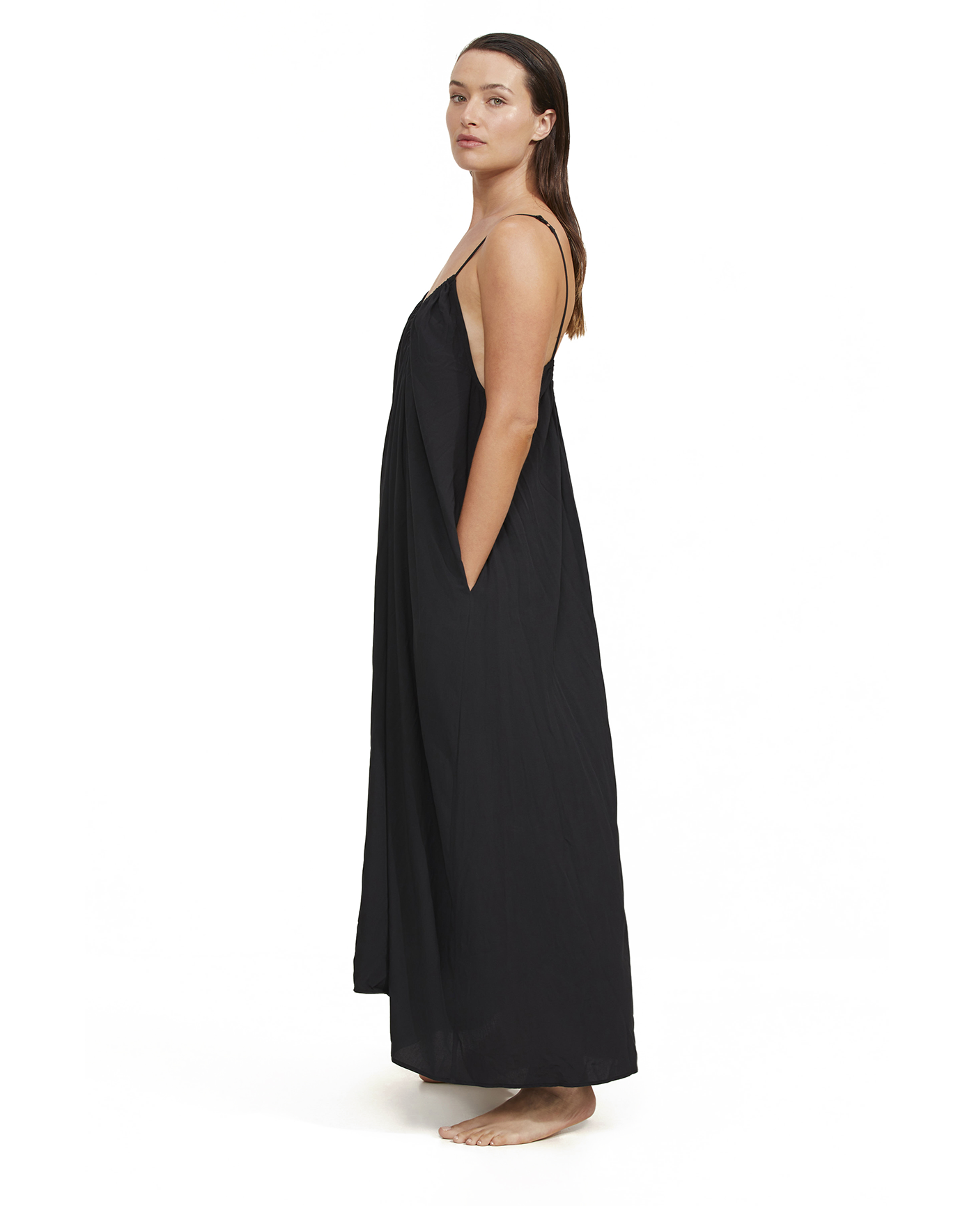Side View Of Luma Maxi Dress Coverup | Black