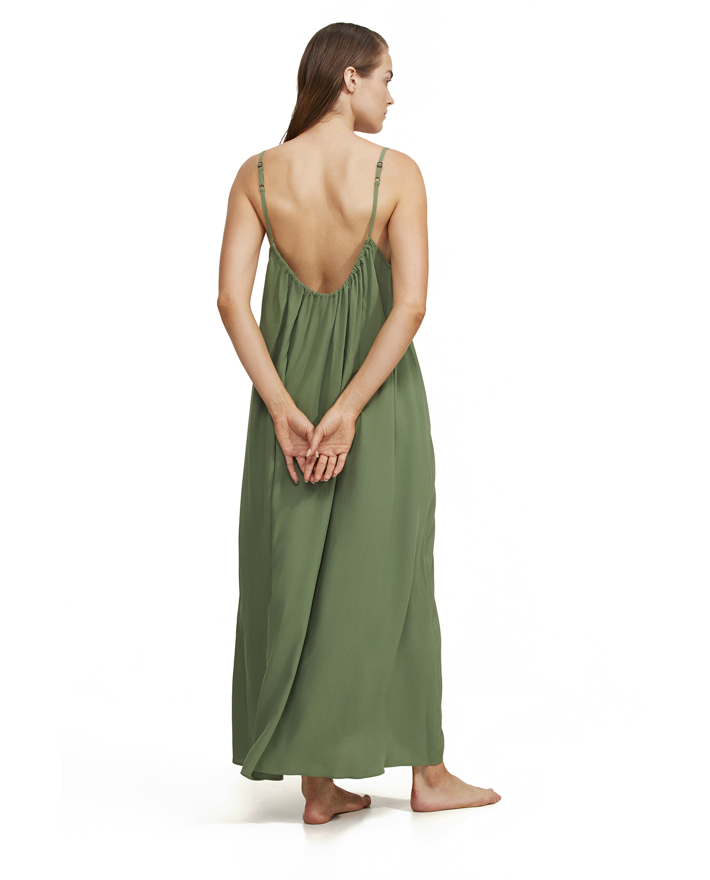 Back View Of Luma Maxi Dress Coverup | Olive