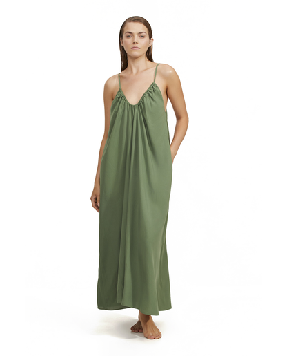Front View Of Luma Maxi Dress Coverup | Olive