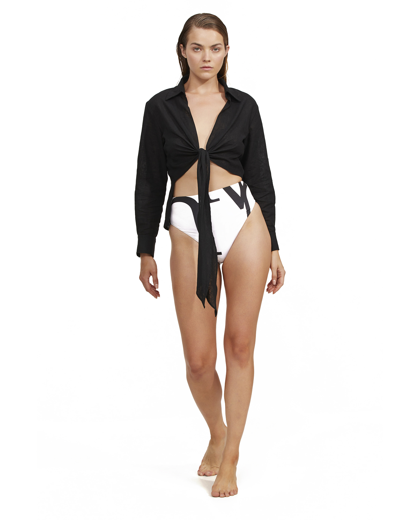 Luma High Low Collared Front Tie Blouse Cover Up