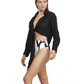 Luma High Low Collared Front Tie Blouse Cover Up