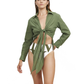 Luma High Low Collared Front Tie Blouse Cover Up