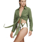 Luma High Low Collared Front Tie Blouse Cover Up
