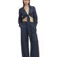 Front View Of Luma High Low Collared Front Tie Blouse Cover Up | Midnight-Blue