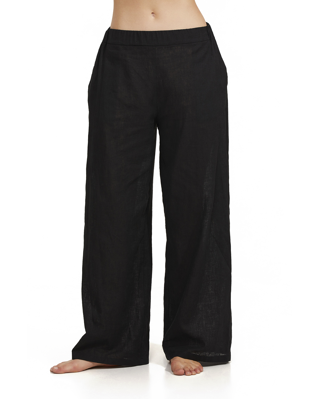 Front View Of Luma Elastic Waist Long Pant Cover Up | Black