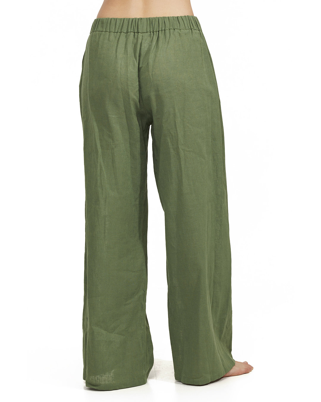 Back View Of Luma Elastic Waist Long Pant Cover Up | Olive