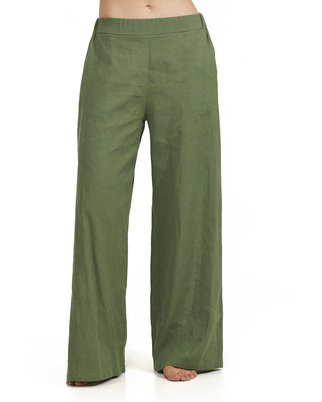 Front View Of Luma Elastic Waist Long Pant Cover Up | Olive
