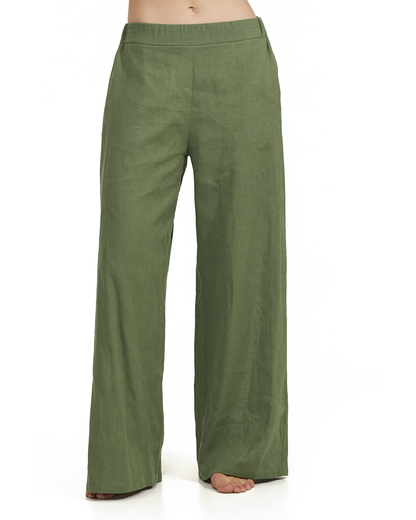 Front View Of Luma Elastic Waist Long Pant Cover Up | Olive