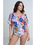Modest High Round Neck Puff Sleeve One Piece