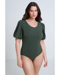 Modest High Round Neck Puff Sleeve One Piece
