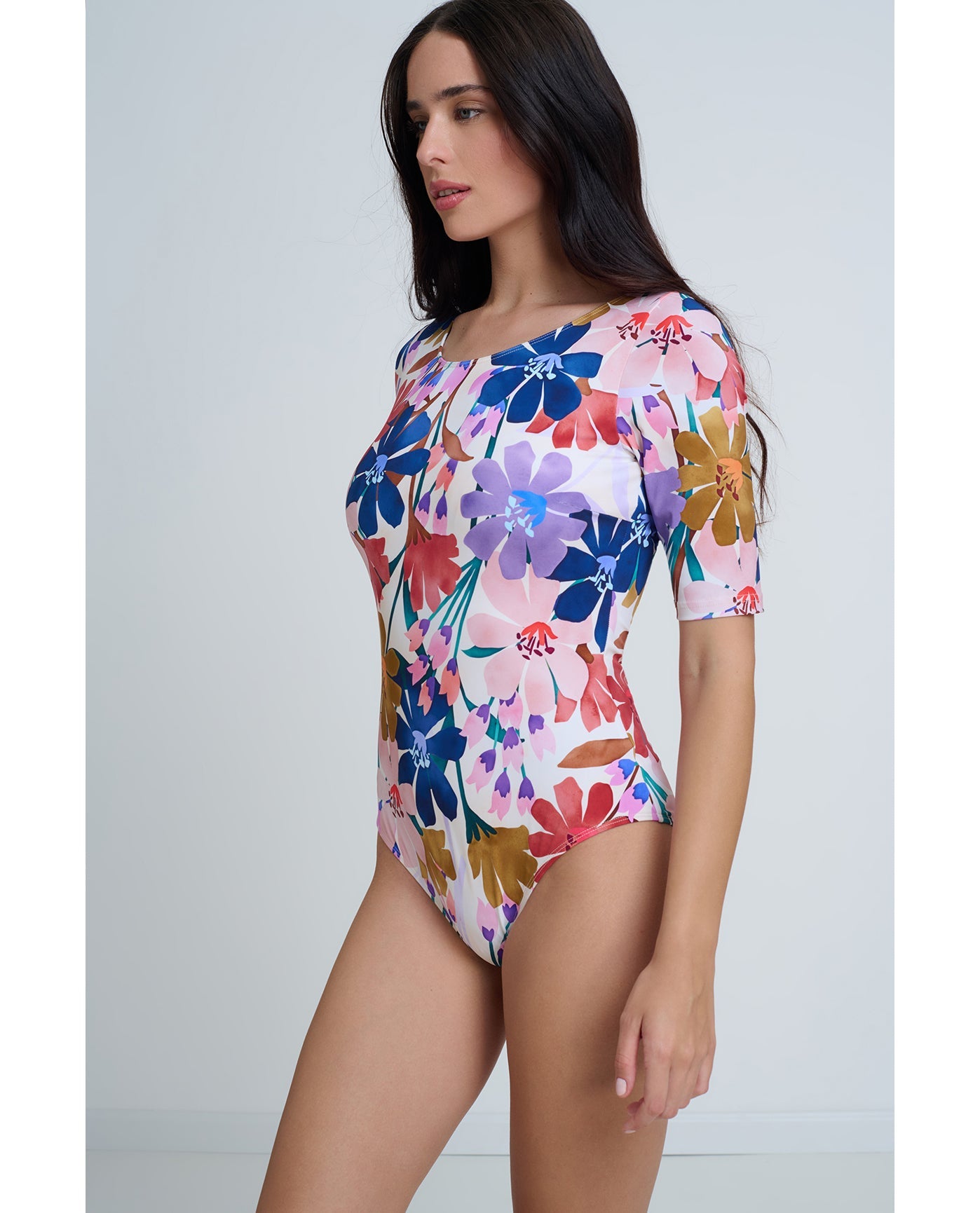 Modest High Round Neck Quarter Sleeve One Piece
