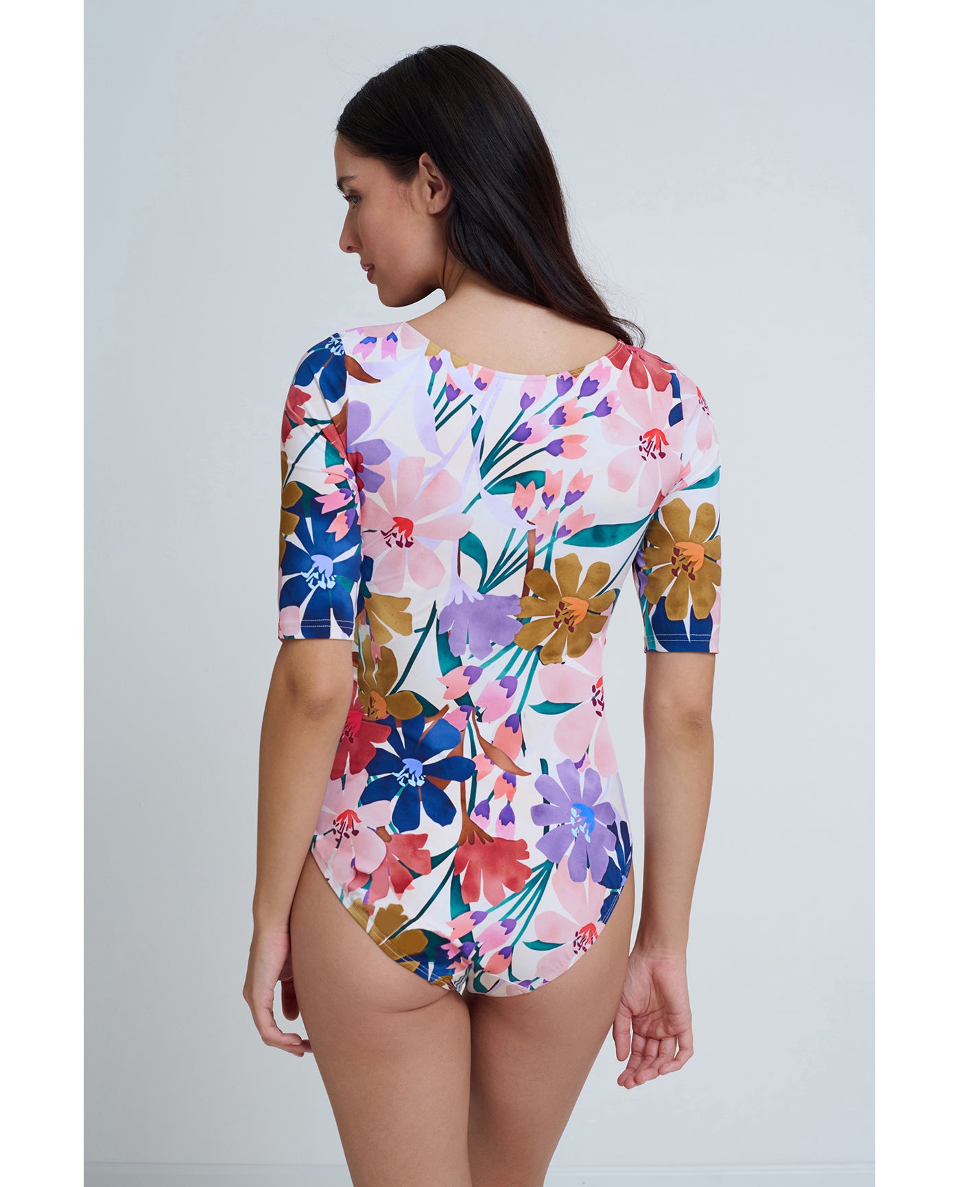 Modest High Round Neck Quarter Sleeve One Piece  | Profile-Melody-Multi