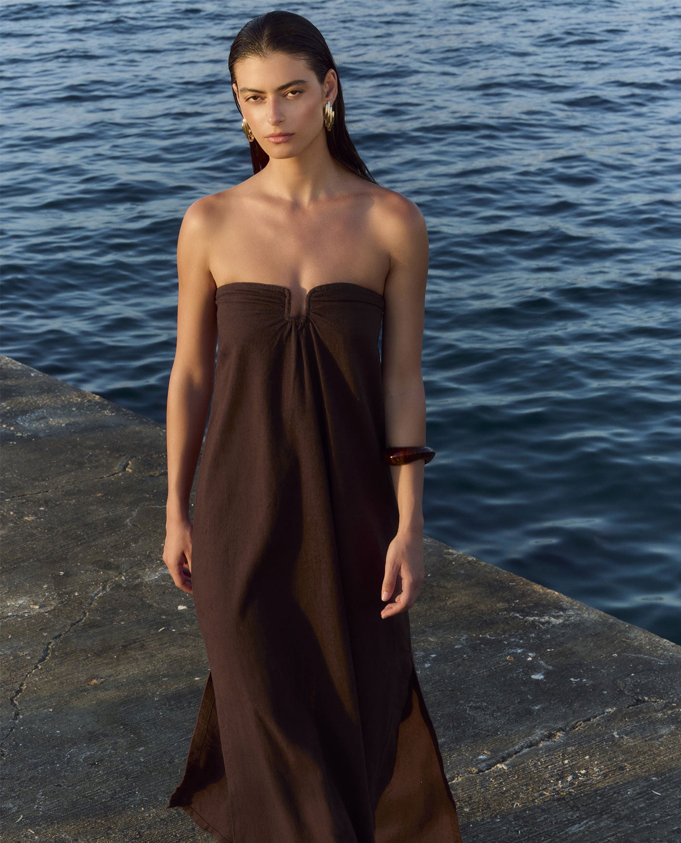 La Mar U Wire Midi Dress Cover-Up-Brown