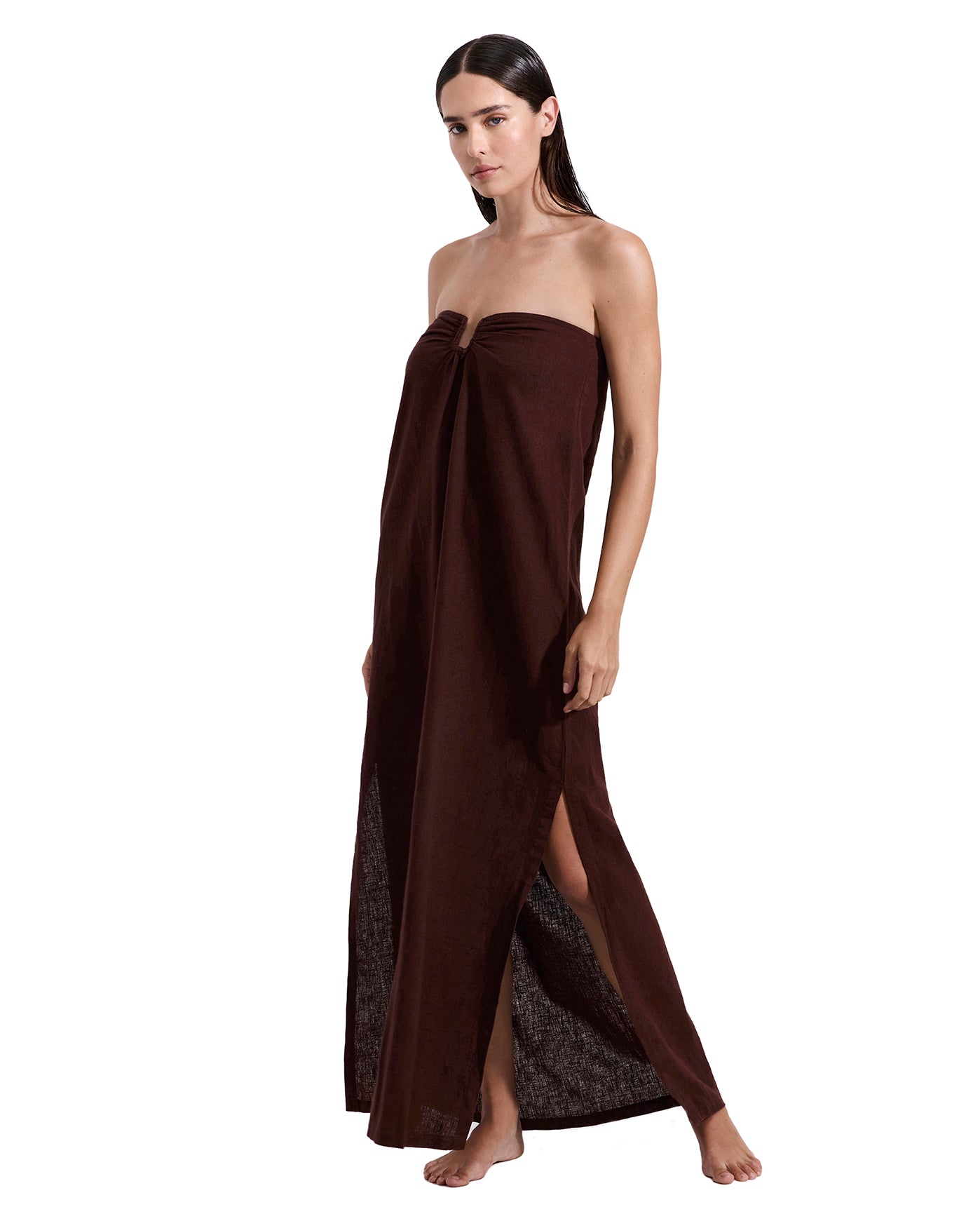 La Mar U Wire Midi Dress Cover-Up-Brown