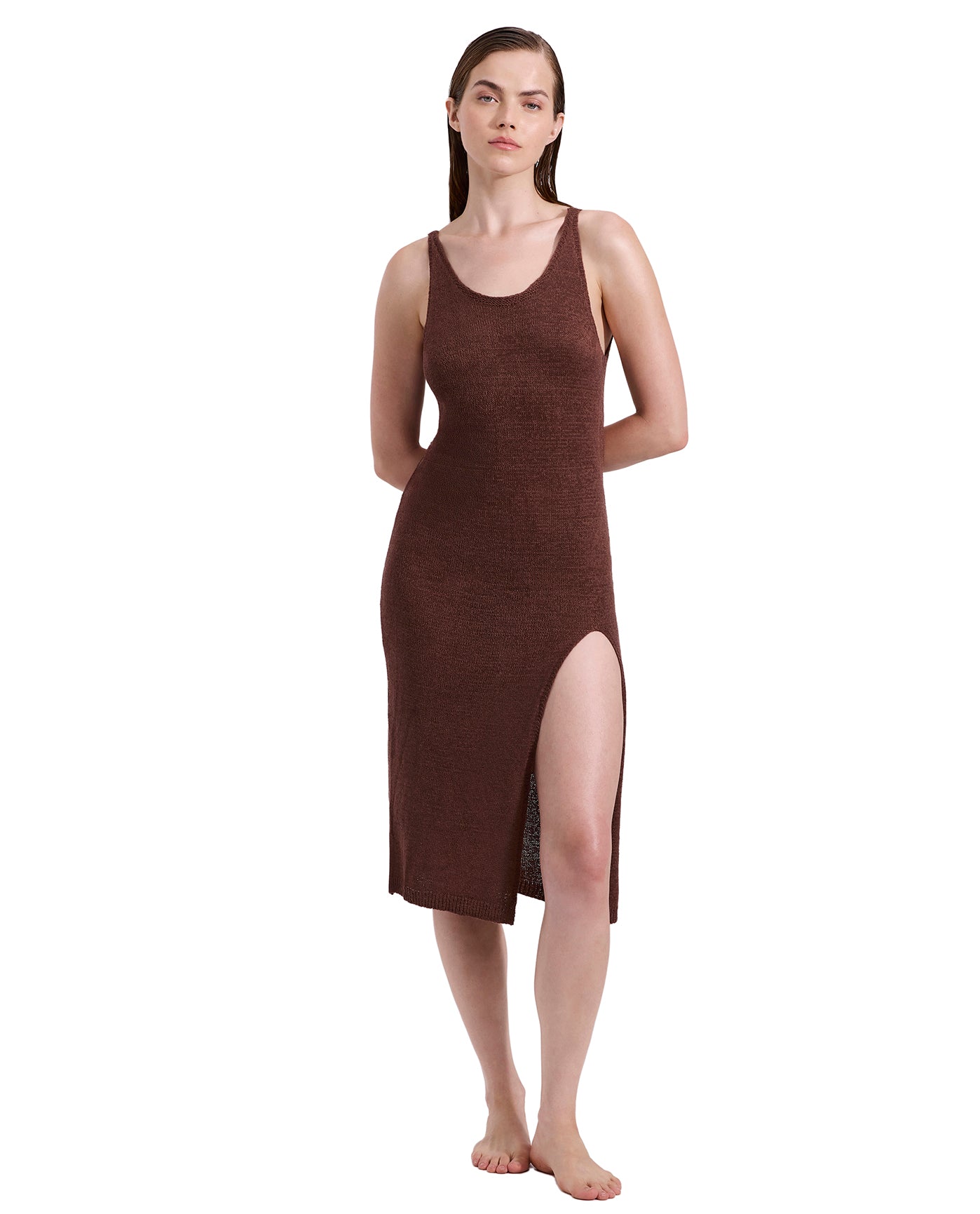 Isla Knit Dress Cover-Up  -Brown