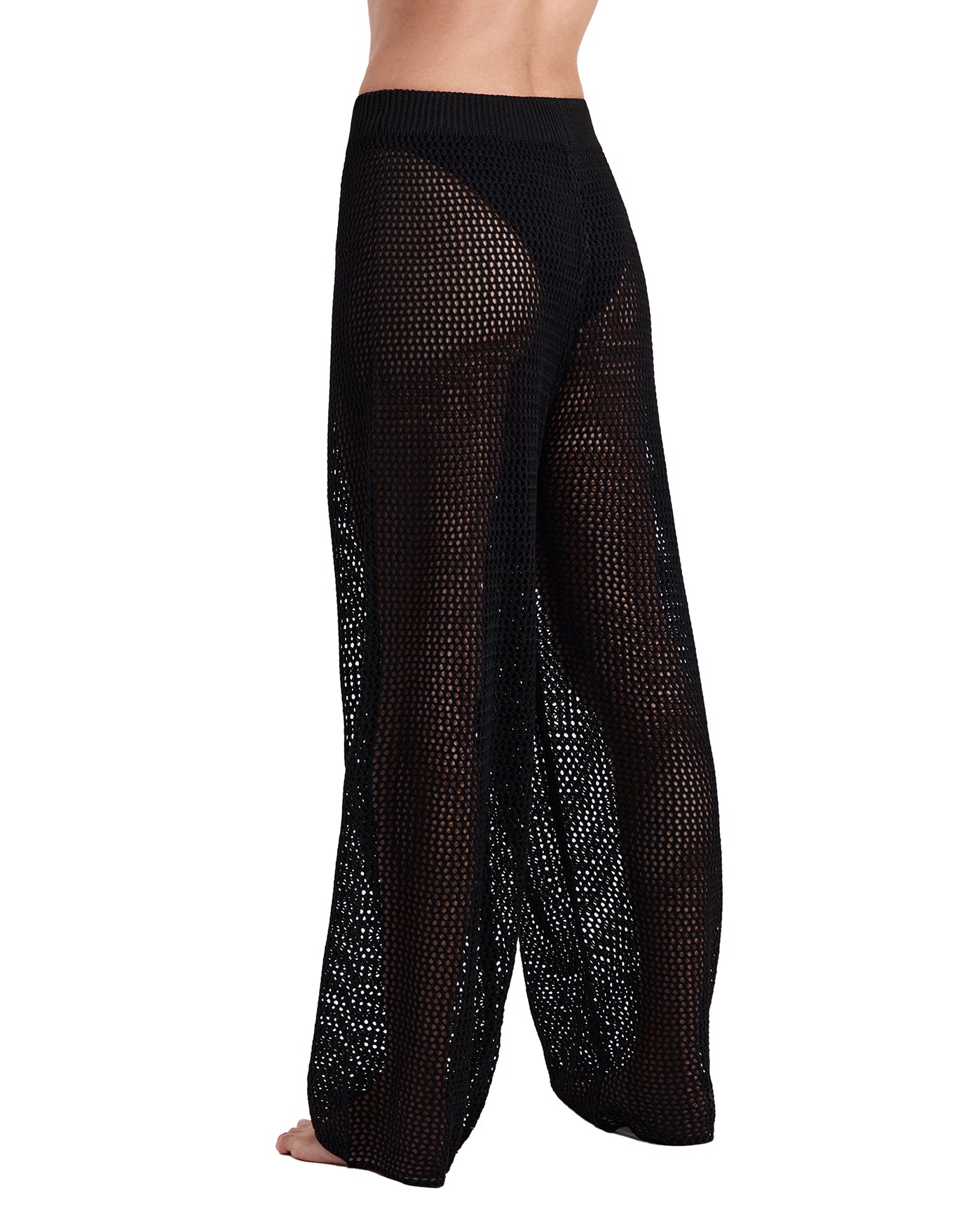 Monaco Net Crochet High Waist Beach Pant Cover-Up-Black