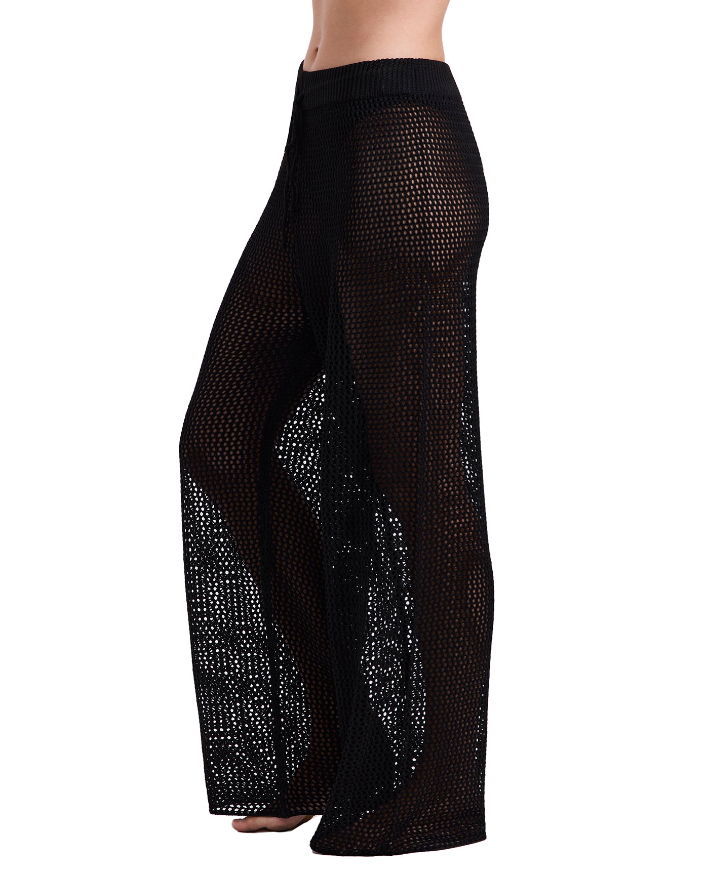Monaco Net Crochet High Waist Beach Pant Cover-Up-Black